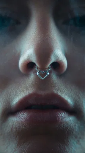 Macro Close-Up of Heart Septum Piercing