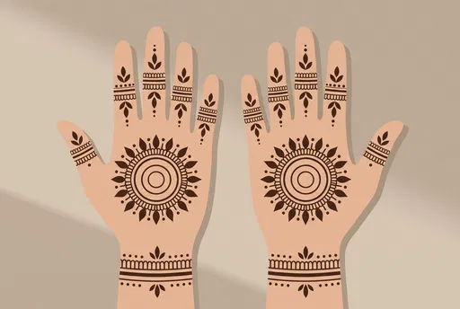 Symmetrical Mehndi Hand Illustration
