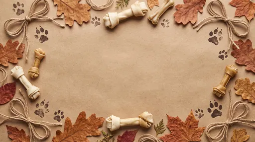 Autumn Dog Treat Border on Kraft Paper