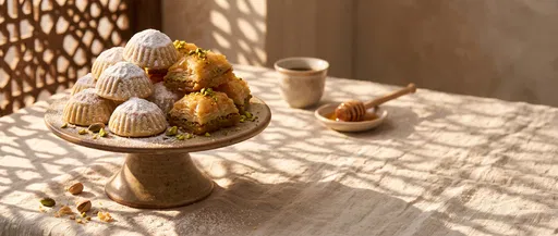 Maamoul Cookies and Baklava in Sunlight