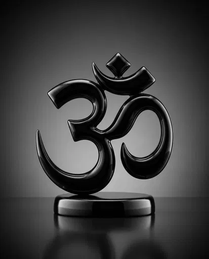 Glossy Black Om Symbol Sculpture