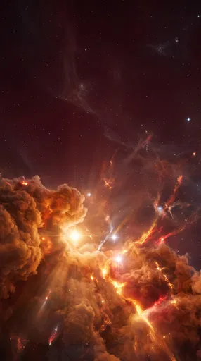 Fiery Orange Nebula in Deep Space
