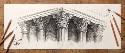 Graphite Sketch of Classical Corinthian Columns