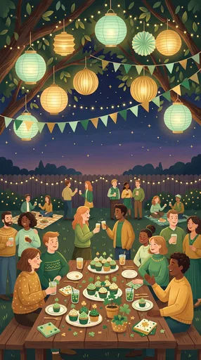 St. Patrick's Day Outdoor Evening Party Illustration