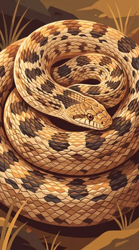 Coiled Bullsnake Graphic Vector Illustration