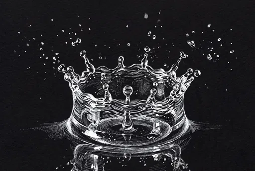 White Ink Crown Water Splash Drawing