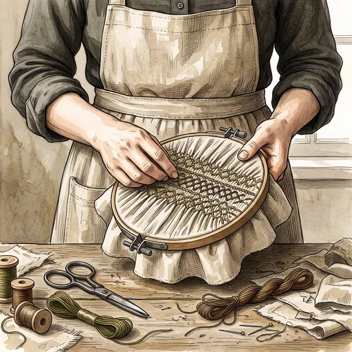 Watercolor Illustration of Smocking in Hoop