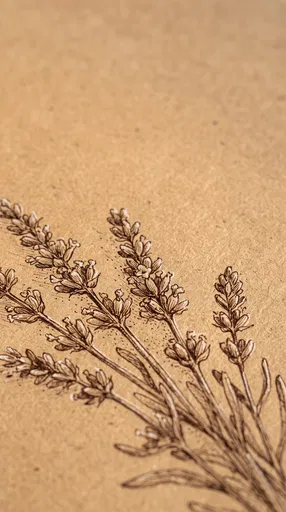 Sepia Lavender Ink Sketch on Kraft Paper
