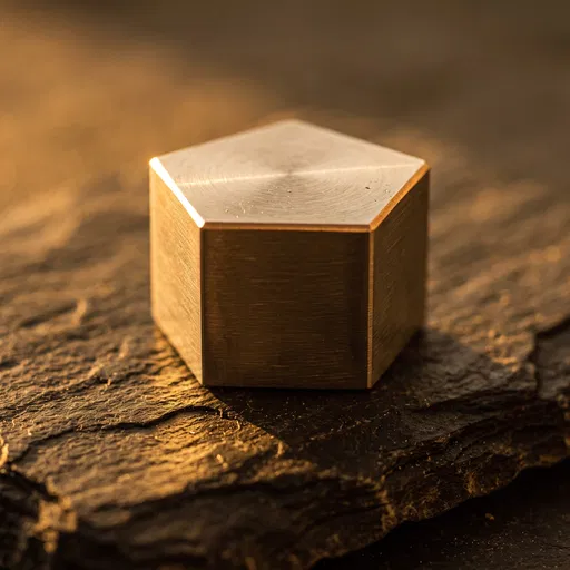 Brushed Metal Pentagonal Prism on Slate