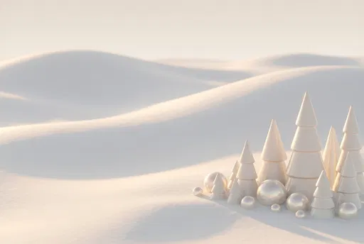 Minimalist White Ceramic Christmas Trees in Snow