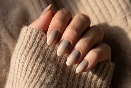 Neutral Ombre Gel Manicure on Sweater