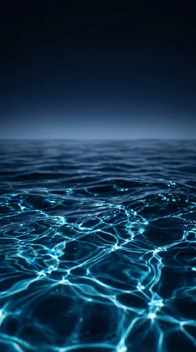 Glowing Blue Water Surface With Caustics