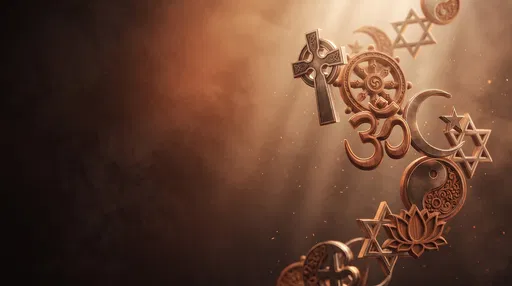 Floating Bronze and Wood Religious Symbols