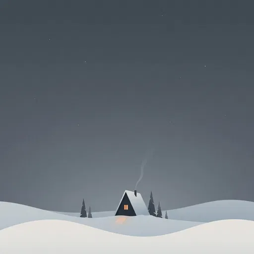 Minimalist Winter Cabin Under Starry Night Sky