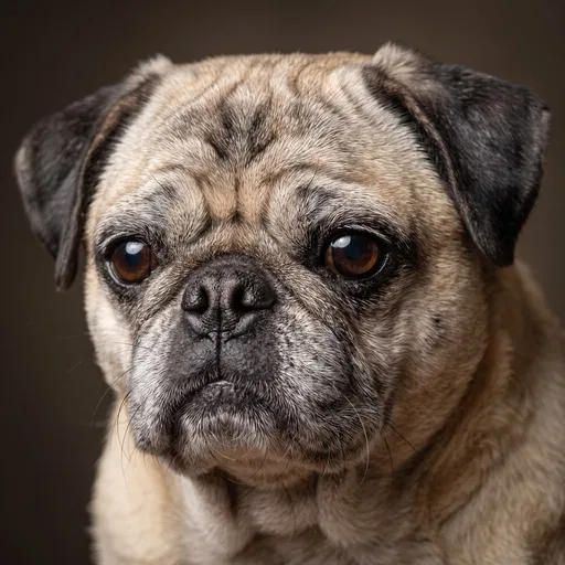 Senior Fawn Pug Studio Portrait