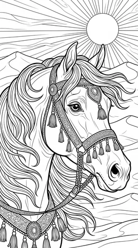 Arabian Horse Desert Coloring Page