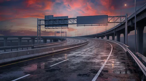Wet Highway Overpass at Twilight