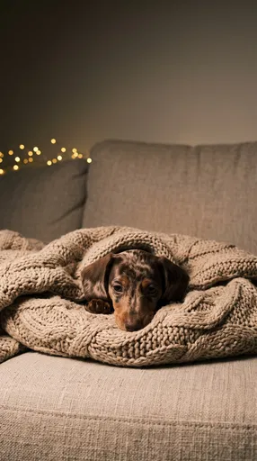 Dapple Dachshund Puppy in Knit Blanket