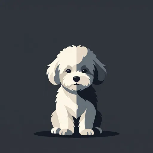 Flat Vector Illustration of Cute Maltipoo Puppy