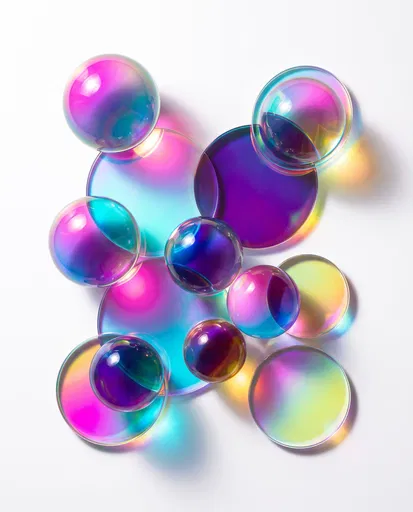 Iridescent Dichroic Glass Spheres and Discs
