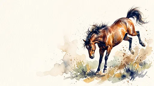 Watercolor Bucking Bronco Illustration