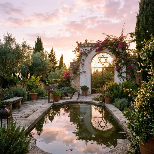 Mediterranean Courtyard With Star Of David Archway