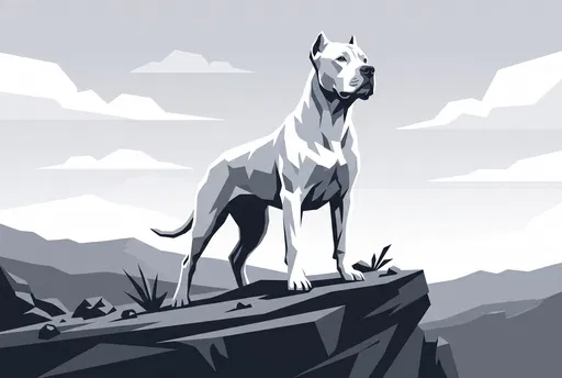 Geometric Illustration of Dogo Argentino on Ridge