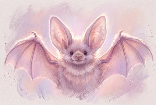 Soft Pastel Fluffy Bat Illustration