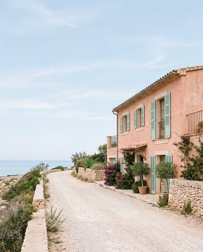 Pastel Mediterranean House on Coastal Road