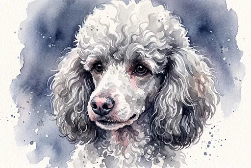 Watercolor Portrait of Silver Miniature Poodle