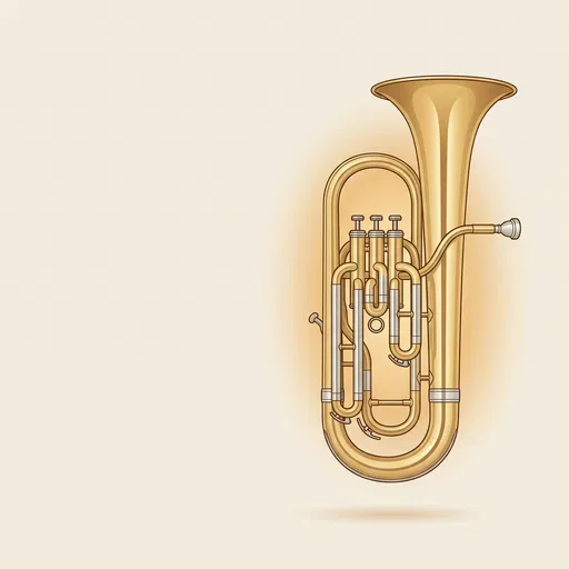 Gold Baritone Horn Graphic Illustration