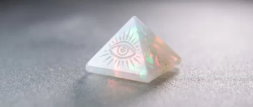 Translucent Opal Pyramid With Etched Eye