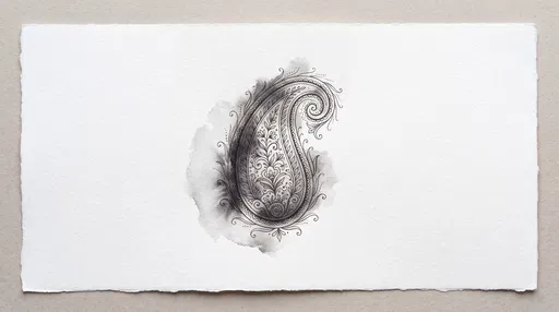 Monochrome Watercolor Paisley on Cotton Paper
