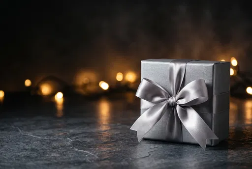 Silver Gift Box With Satin Bow