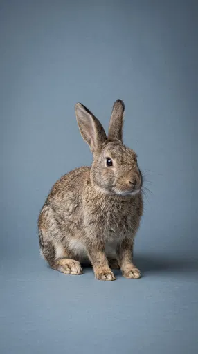 Studio Portrait of Brown European Rabbit