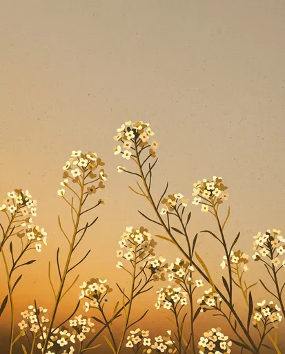 Stylized Alyssum Flowers on Warm Gradient