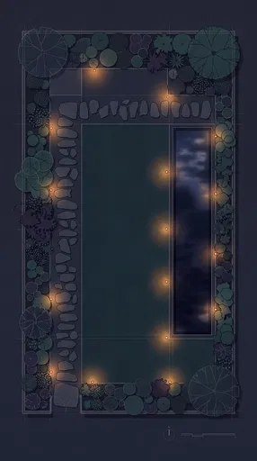 Nighttime Landscape Architecture Garden Plan
