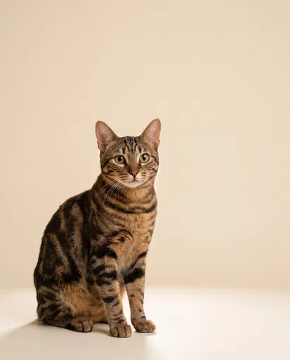 Brown Tabby Cat Studio Portrait