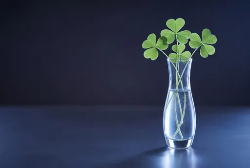 Backlit Clovers in Clear Glass Vase