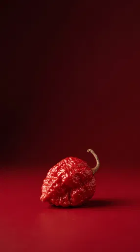 Red Ghost Pepper on Crimson Background