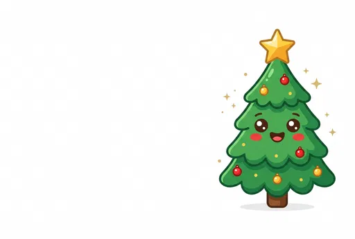 Cute Kawaii Christmas Tree Illustration
