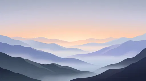Minimalist Layered Mountain Ridges at Dawn