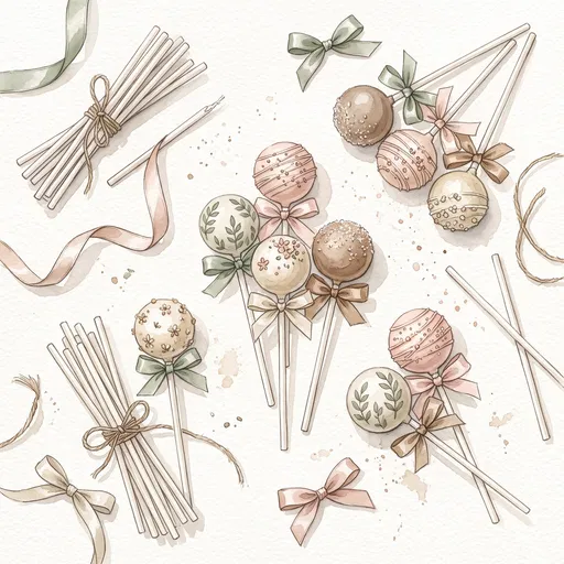 Watercolor Artisanal Cake Pops and Sticks