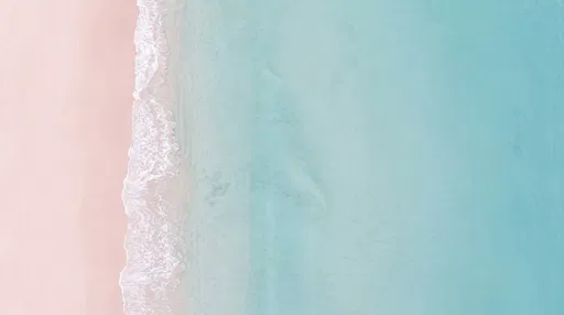 Pastel Turquoise Ocean and Pink Sand