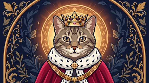 Royal Tabby Cat Monarch Vector Illustration