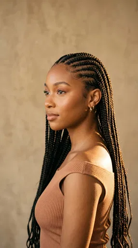 Woman With Braids in Warm Light