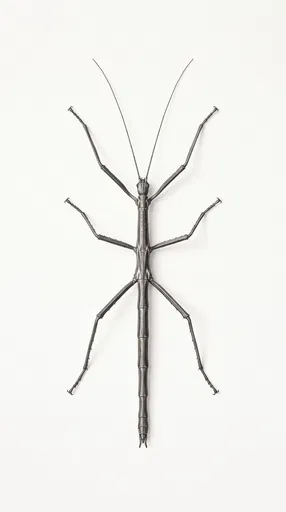 Monochrome Stick Insect Specimen Illustration