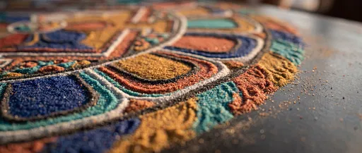 Macro Close-Up of Colorful Sand Mandala