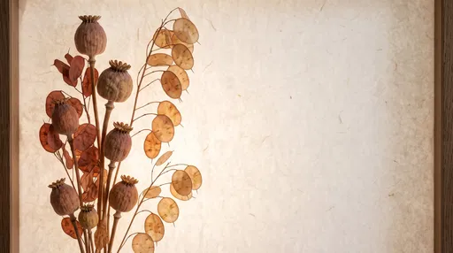 Dried Poppy Pods and Lunaria Background