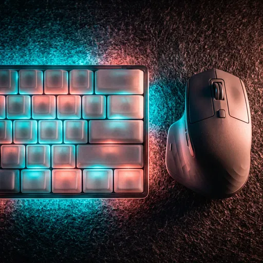 Backlit Keyboard and Wireless Mouse Top View